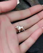 Silver Poodle Dog Charm - Vintage Bracelet Charm - 2.5g