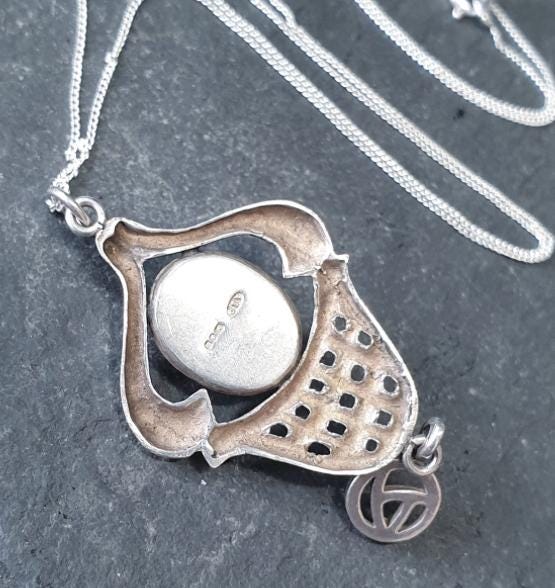 Vintage Sterling Silver Smoky quartz PENDANT NECKLACE - 20" - 6.3g
