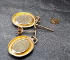 Vintage 9ct Gold Pink Rose EARRINGS - Dangly - 1g