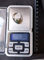 VINTAGE St Silver RING - with Connemara Marble - Size Q (8) - 5g