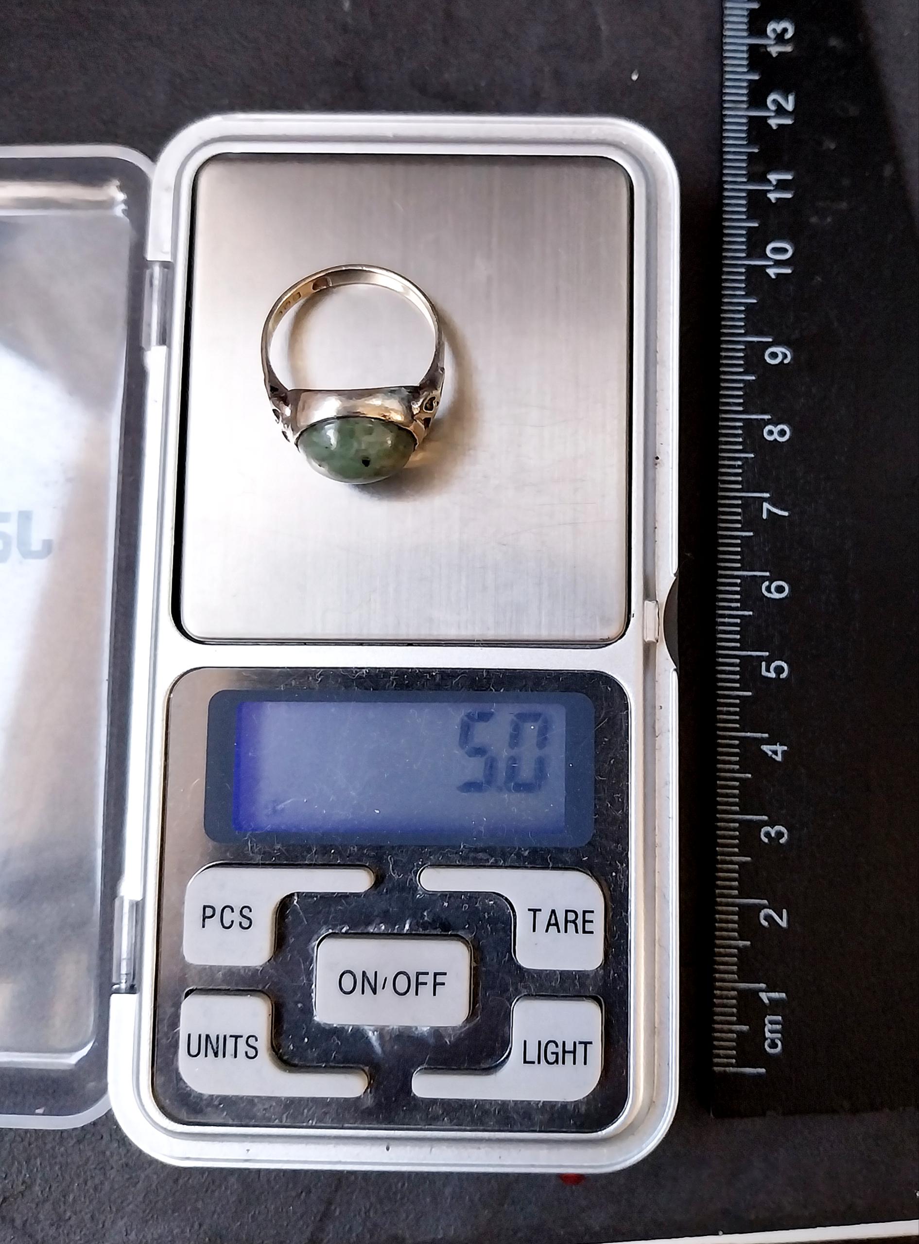 VINTAGE St Silver RING - with Connemara Marble - Size Q (8) - 5g