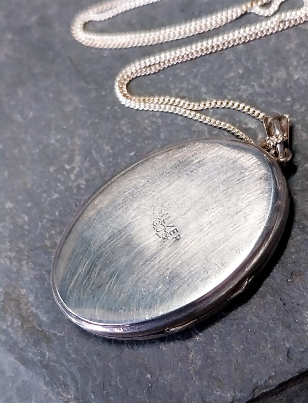Vintage Georg Jensen SILVER LOCKET Necklace - Oval with Rays on 18" Chain - 9.2g