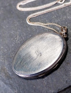 Vintage Georg Jensen SILVER LOCKET Necklace - Oval with Rays on 18" Chain - 9.2g