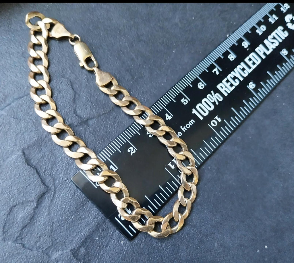 9ct GOLD CURB LINK Bracelet -Chunky 21.5cm - 15.4g