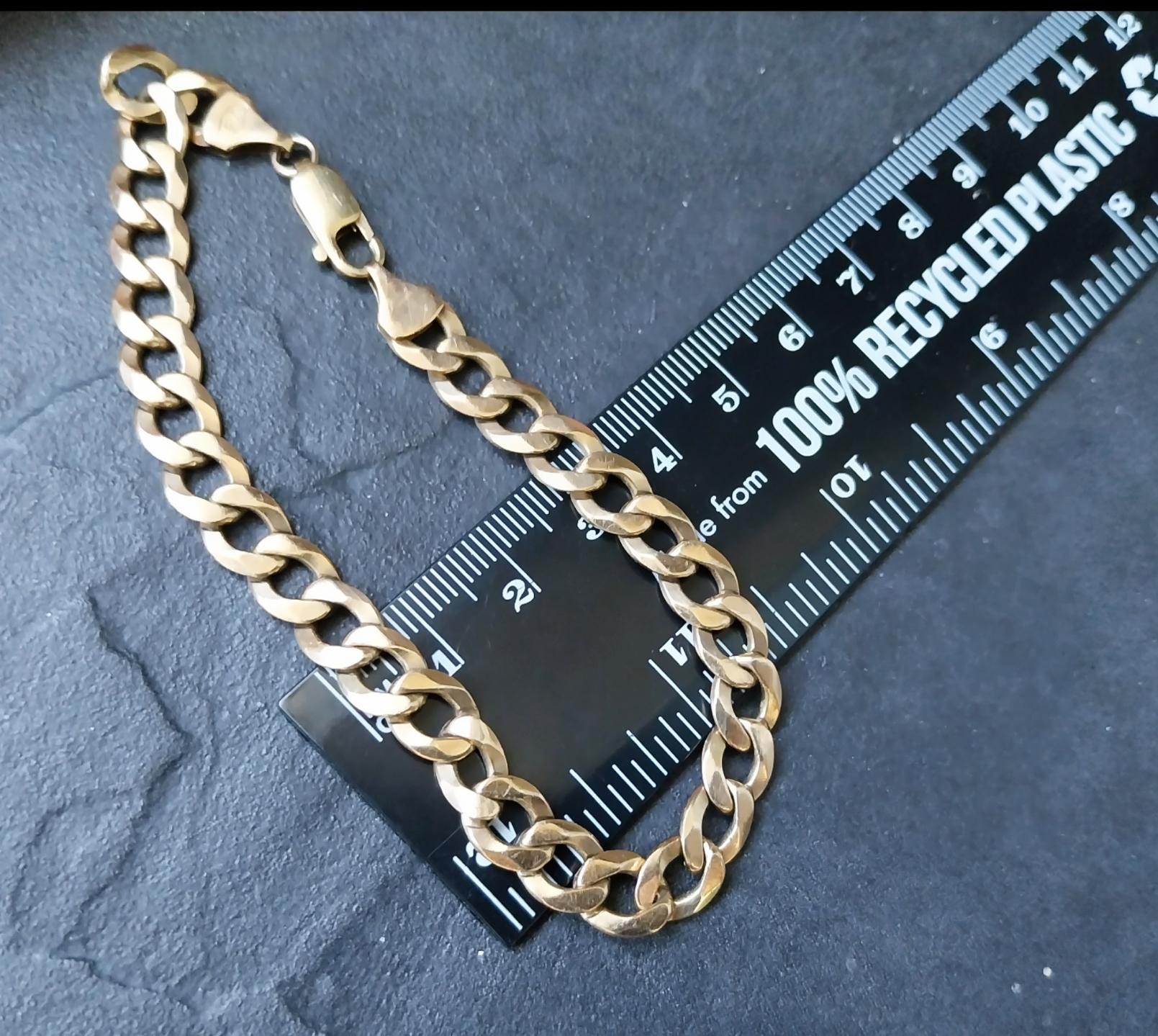 9ct GOLD CURB LINK Bracelet -Chunky 21.5cm - 15.4g