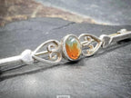 Vintage SILVER Moss Agate Bar Brooch - Sterling Silver - 3g