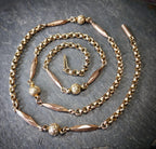 Antique Victorian 9ct GOLD Belcher Chain with Ball Bead and torpedo links 19" - 6.3g