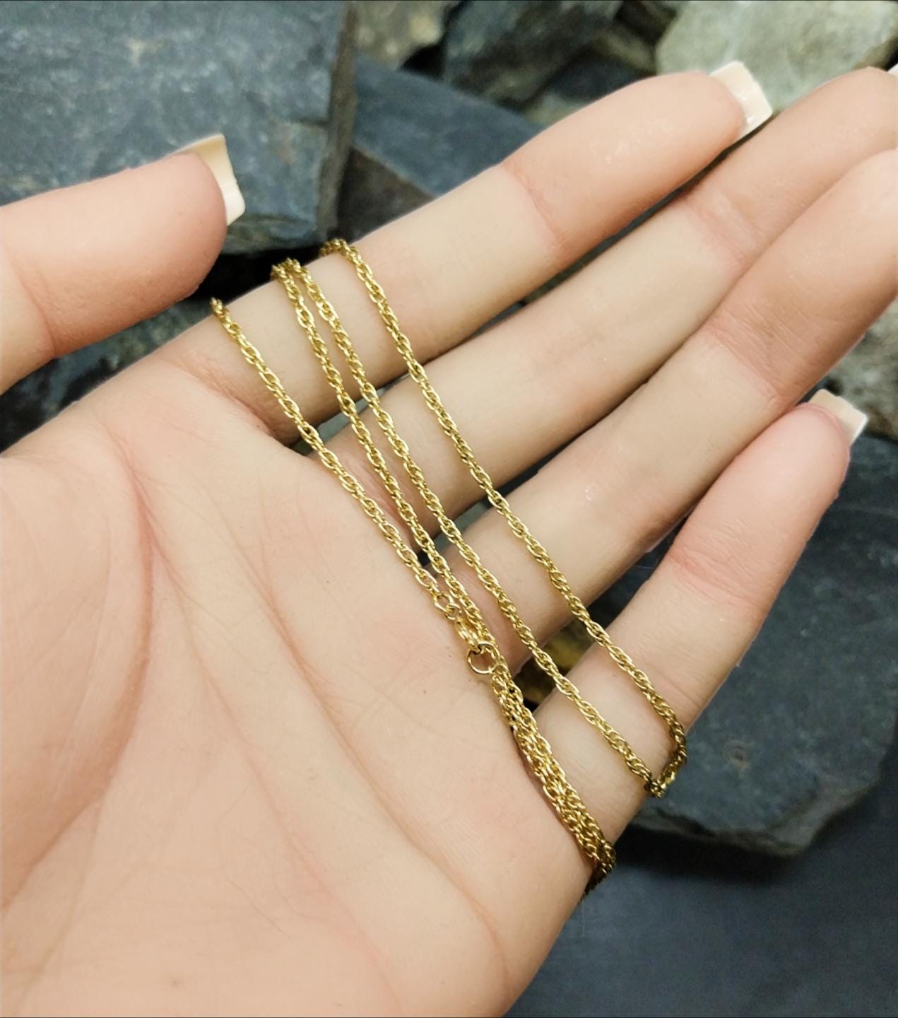 Vintage 9ct GOLD Prince of Wales Rope Chain Necklace, 18" - 3.6g