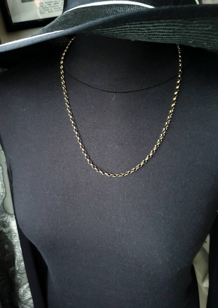 Vintage 9ct GOLD ROLO BELCHER Chain Necklace, 23.5" Long  Hallmarked - 7.3g