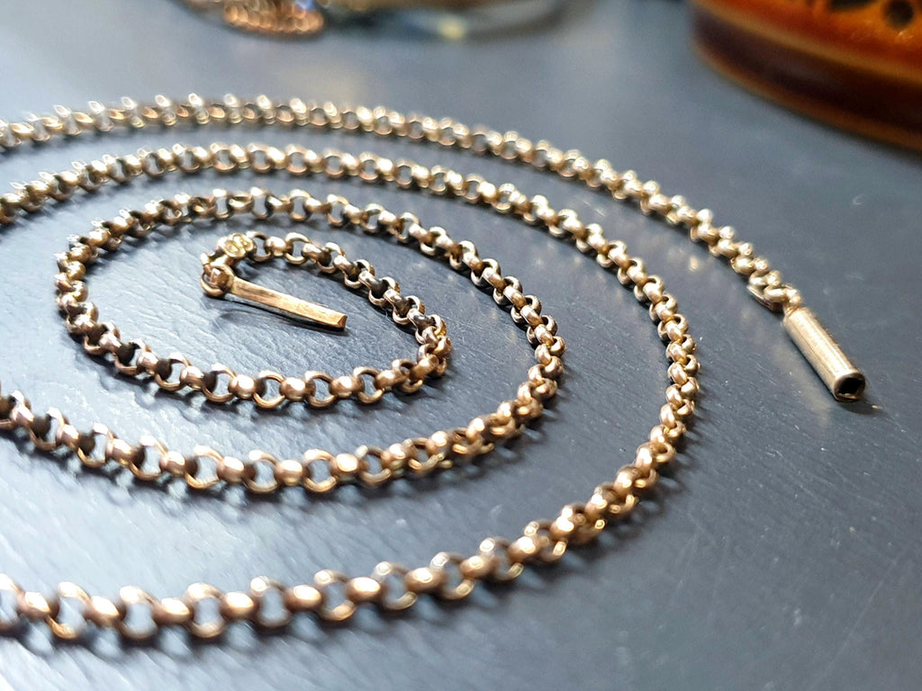 Antique 9ct ROSE GOLD BELCHER Chain Necklace with Barrel Clasp - 20" - 4.5g