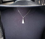 Sterling Silver Vintage Blue MOP Necklace Pendant Drop - with 16" chain - 6.1g
