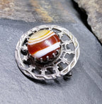 Robert Allison BROOCH - Striped Agate Scottish Silver Hallmarked c.1961 - 8.5g