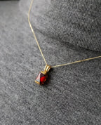 Vintage 9ct Gold Red Gemstone NECKLACE and EARRINGS Matching Set - 3.7g