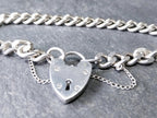 GEORG JENSEN Silver Link Bracelet with Heart Clasp Padlock - 17.9g