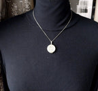 Georg Jensen SILVER LOCKET Necklace - Scalloped Circle with 4 flowers on 18" Chain - 5.4g