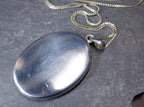 Large Locket Necklace by Danish Echri Cameer, Blue Enamel on 20" chain - 19.7g