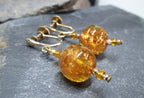 Antique EARRINGS Amber Murano Style Dangly - Screw Backs - 6.3g