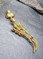 Vintage SHAMROCK Clover Brooch - Gold Tone with Clear Paste Stones