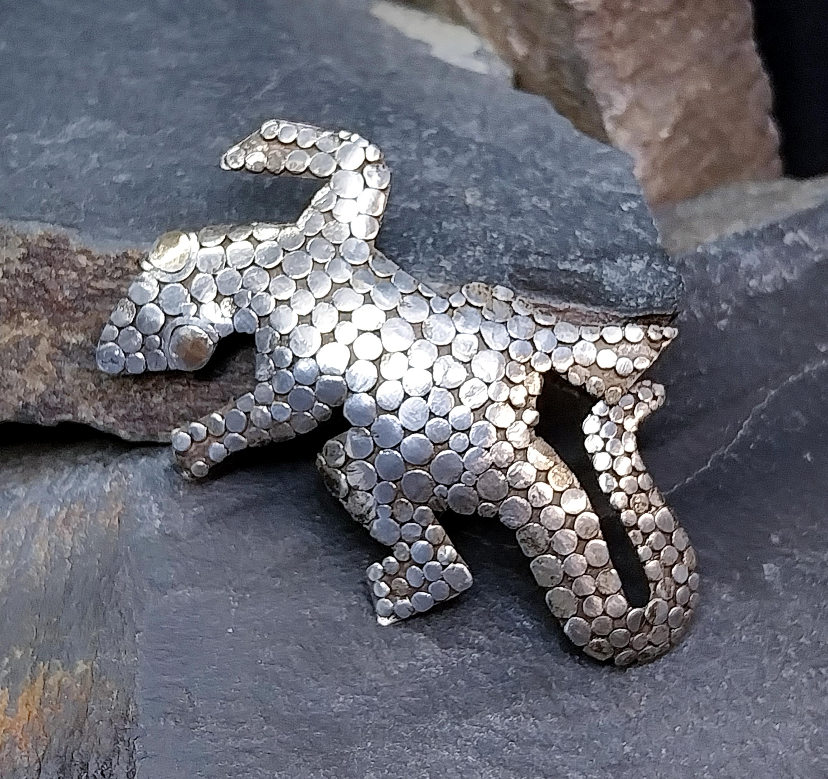 Vintage Sterling Silver GECKO Lizard BROOCH  - Pin 6.9g