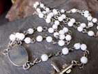 Vintage White ROSARY Beads - Old Prayer Beads and crucifix - 26" 11.3g