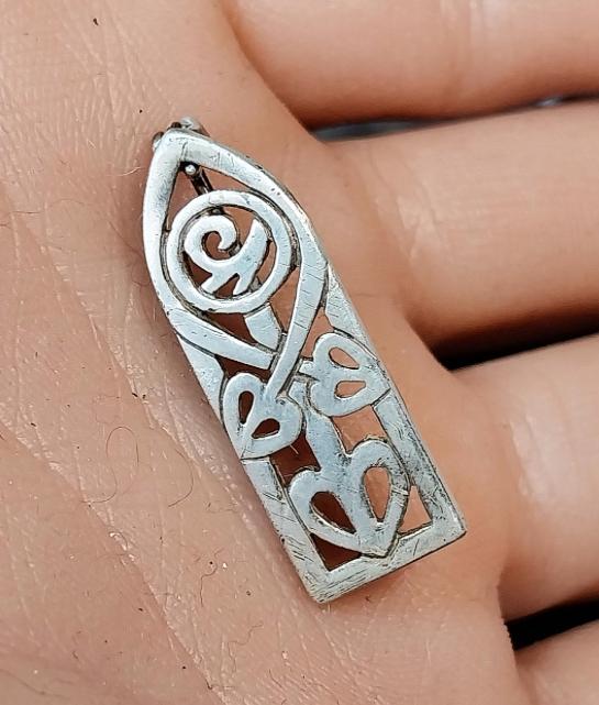 SILVER Celtic GLASGOW ROSE Brooch - Mackintosh Style Pin 3.7g