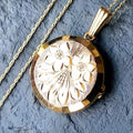 GEORG JENSEN 9ct Gold  Two Flower Locket - with 18" Gold Chain - 4.3g