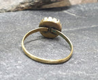 Antique Cranberry Glass Gilt RING - Small Size uk H (us 4)