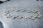 Vintage Celtic Sterling Silver Bracelet - Sea Gems Mackintosh Rose - 17.5cm - 9.5g