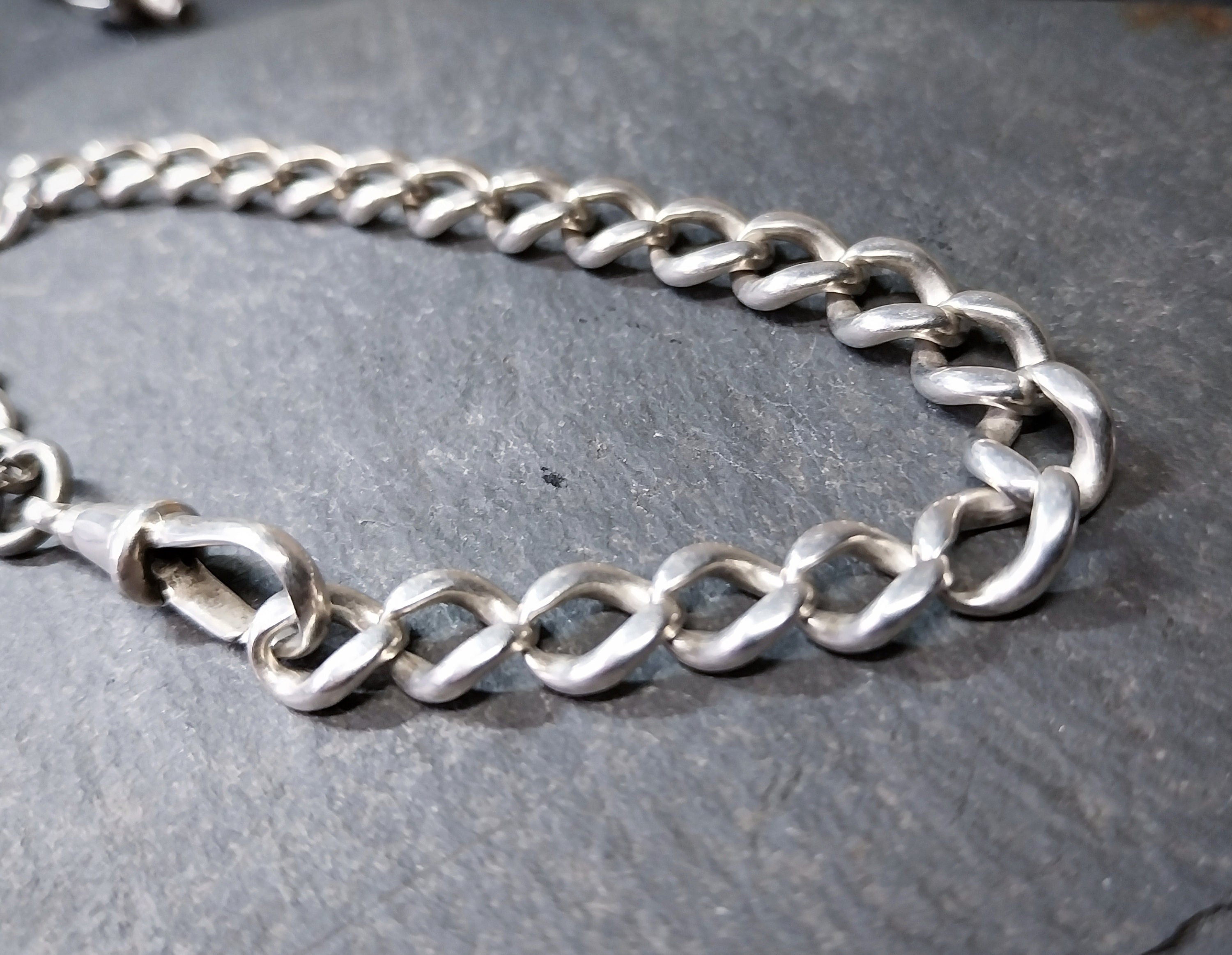 Vintage /Antique Sterling Silver Link Bracelet with Dog Clip - 21cm - 16g