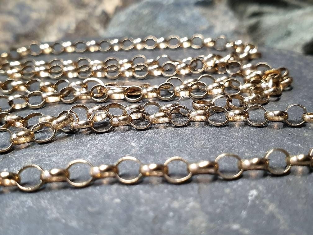 Vintage 9ct GOLD ROLO BELCHER Chain Necklace, 23.5" Long  Hallmarked - 7.3g
