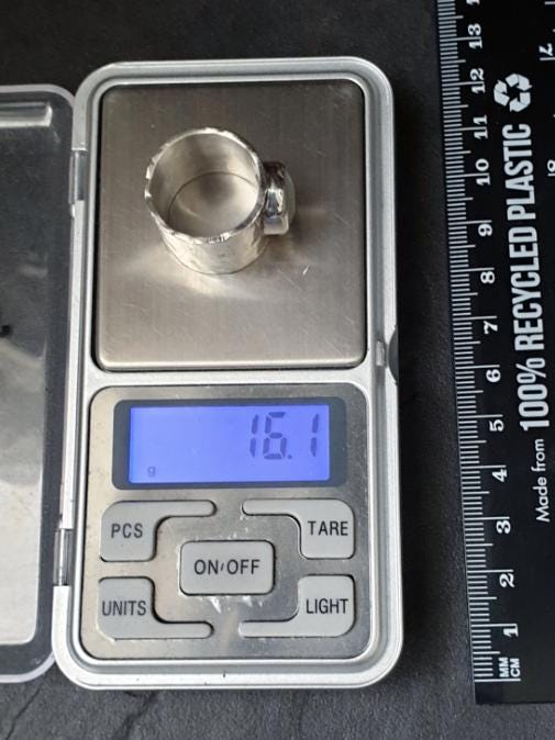 Wide Sterling Silver Moonstone Ring - uk size Q (us 8) - 16.1g