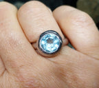 Vintage Blue Topaz RING - Sterling Silver- uk size M (us 6) - 5.4g