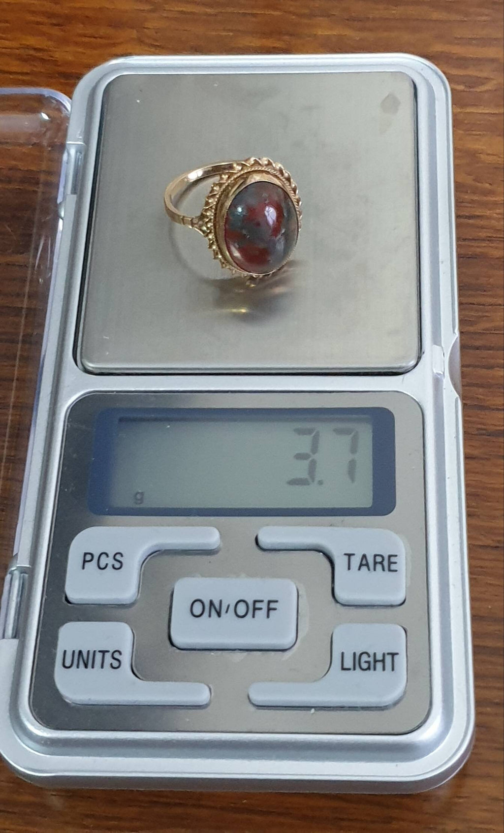 Vintage 9ct Gold MOSS AGATE Ring - Dendritic - Size uk N 1/2 (us 7) - 3.7g