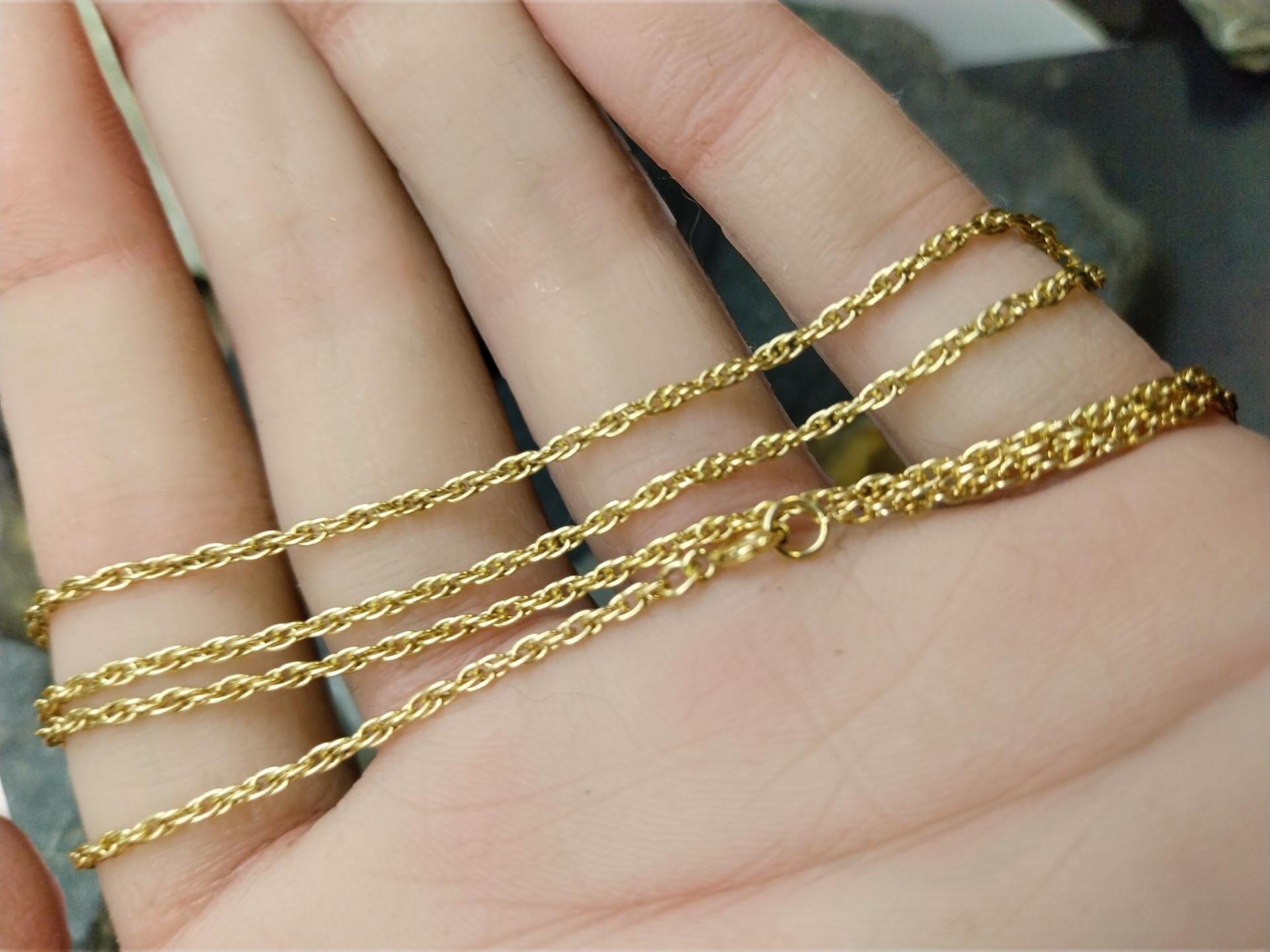 Vintage 9ct GOLD Prince of Wales Rope Chain Necklace, 18" - 3.6g