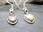 Vintage Sterling Silver Rose Quartz EARRINGS - Long Dangling  - 3.5g