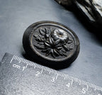 Antique Victorian Vulcanite Brooch with flowers - 10.4g