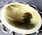 MINIATURE Hand Painted BROOCH - Scottish Loch or Lake in mop & Sterling Silver 13.4g