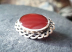 Vintage Sterling Silver Vibrant red Carnelian Brooch - 5.6g