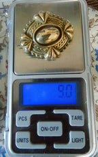 Victorian Photo Locket Brooch - Pinchbeck, Gilt  Mourning or Sweetheart with antique photo
