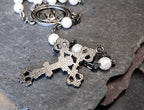 Vintage Milky White ROSARY Beads - Small Vintage Old Prayer Beads and crucifix - 28" 17g