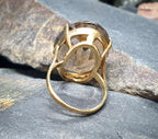 Huge 9ct GOLD Smoky Quartz Gemstone Ring - Size uk O (us 7) - 8.2g