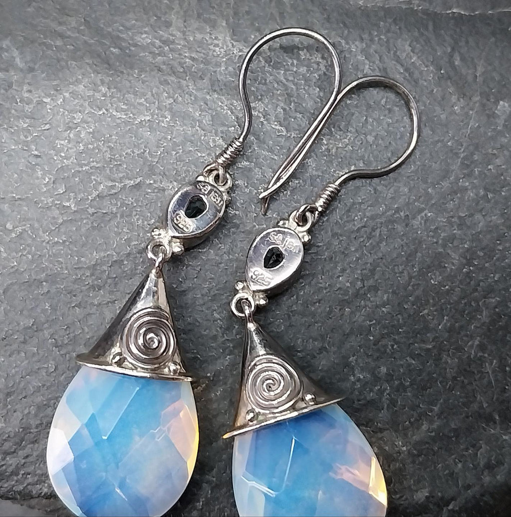 Vintage Sajen Blue Chalcedony & Topaz Necklace and Matching Earrings Set - 20g