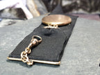 Antique Watch Ribbon with Large Round Photo locket fob - gilt pinchbeck  - 17.9g