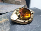 Large Antique VICTORIAN BROOCH - Citrine Coloured Gemstone 12.8g