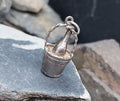 Vintage Silver CHAMPAGNE BOTTLE in bucket Charm or Pendant - 3.3g