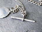 Antique Sterling Silver Albert Watch Chain with T-Bar, Medal Fob and DogClip - 16" - 35.9g