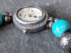 Vintage Sterling Silver WATCH - with Gemstone Bracelet Strap elasticated - 28.6g