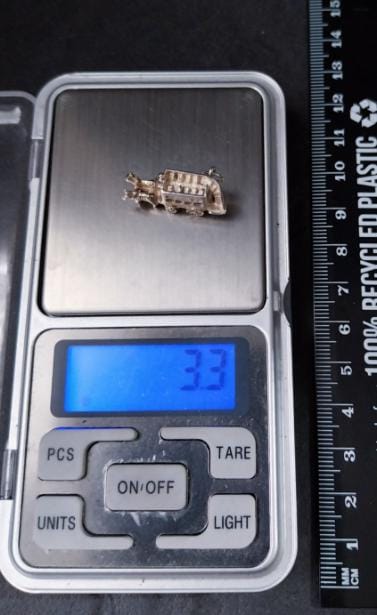 Vintage SilverHORSE DRAWN CARRIAGE Transport Charm - Bracelet - 3.3g