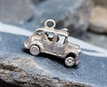 SILVER TAXI Cab CHARM - Vintage Opening & Moving car for Bracelet - 3.3g