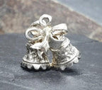 Vintage Silver TWO BELLS Charm - for bracelet, Wedding, Christmas, Anniversary, Birthday - 3.8g